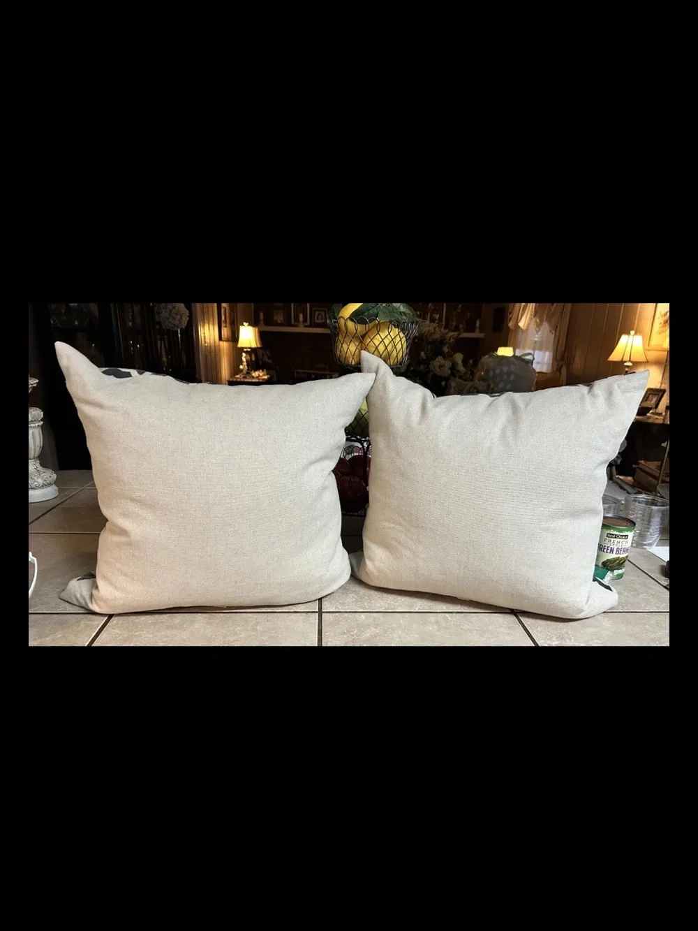 Throw Pillows Set Of 2 Gray Tan Cutout geo trellis pattern Feather Inserts 20x20